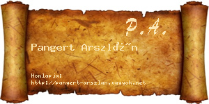 Pangert Arszlán névjegykártya